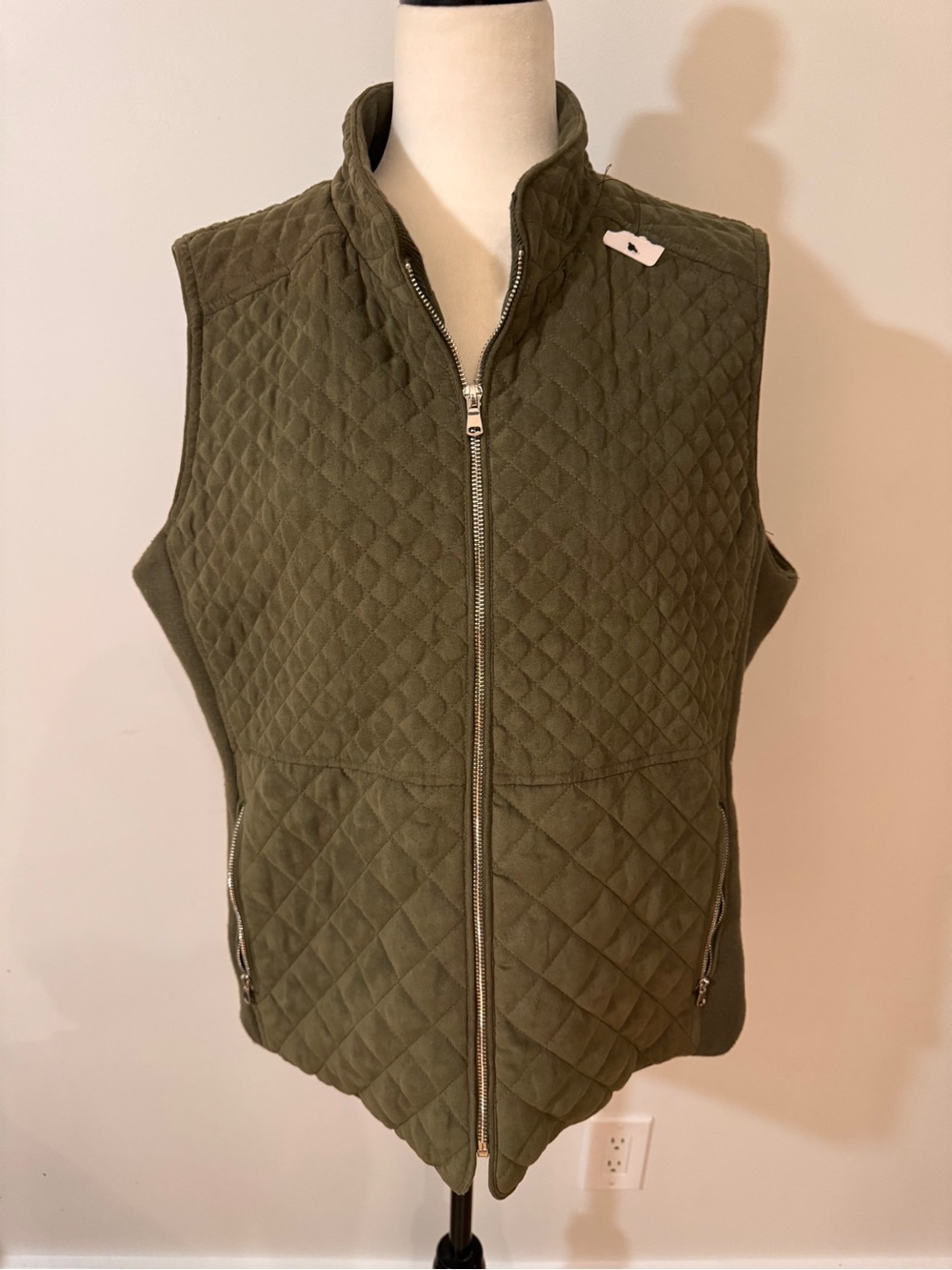 Quilted Olive Sleeveless Vest Jacket